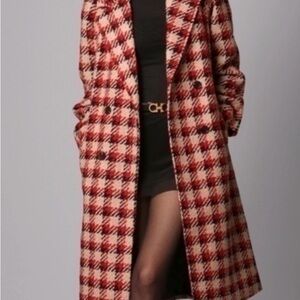 Avec Les Filles Red and White Checkered Trench Coat